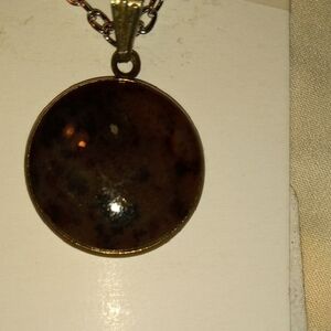 Hand Made Elegant Brown Pendant Necklace Nebraska River Rock